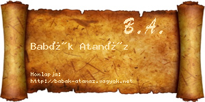 Babák Atanáz névjegykártya